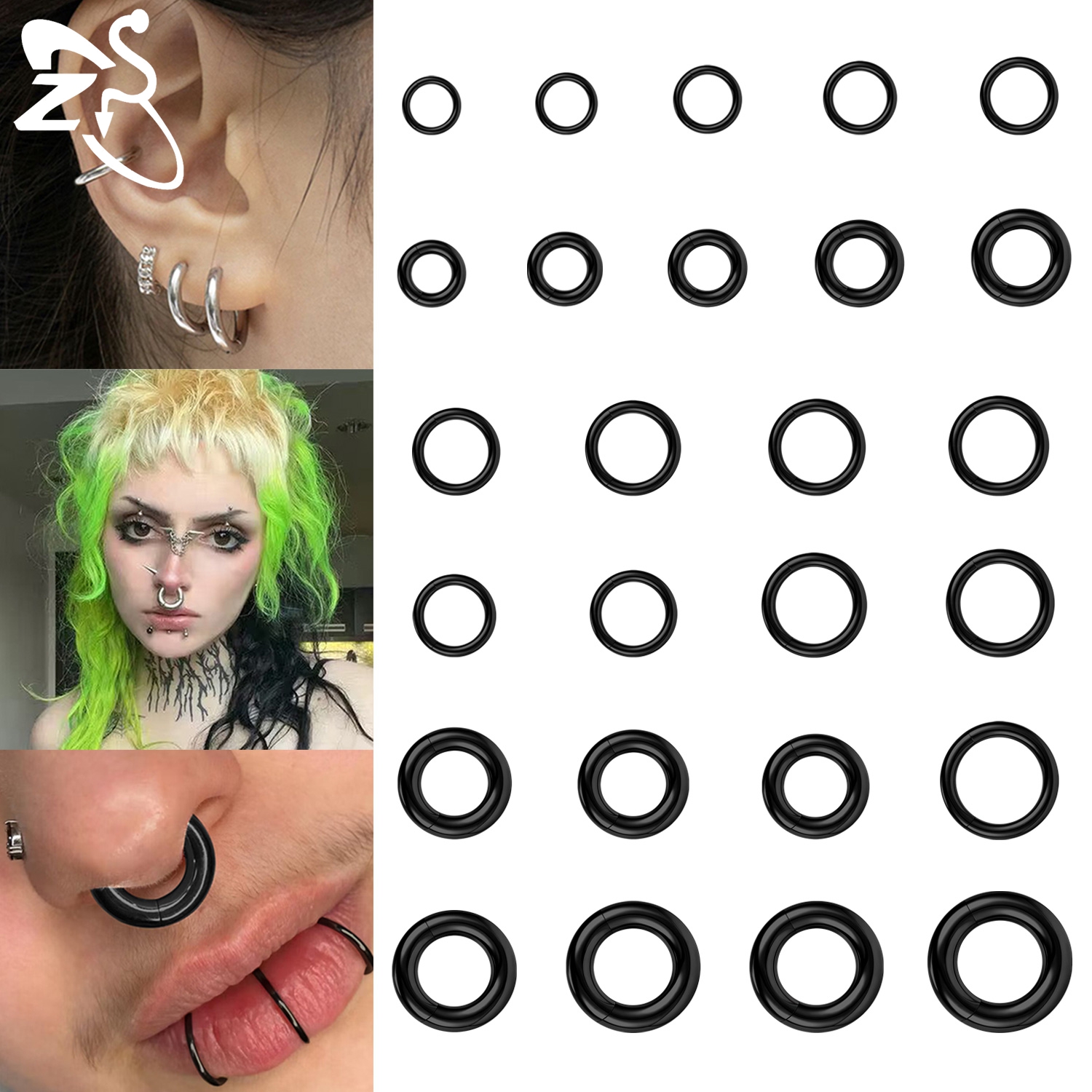 Body Jewelry Gauge Sizes - ZS 1 PC 2/4/6/8/10/12G Stainless Steel