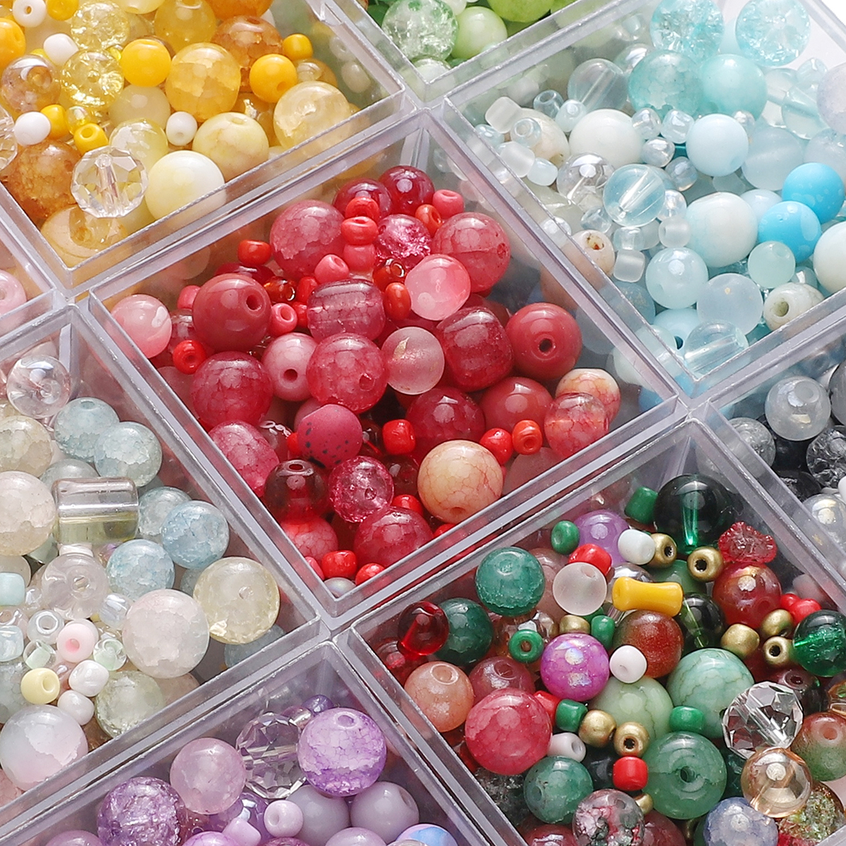 Body Jewelry Unique - 3-12mm 30G/Bag Glass Mixed Beads Full