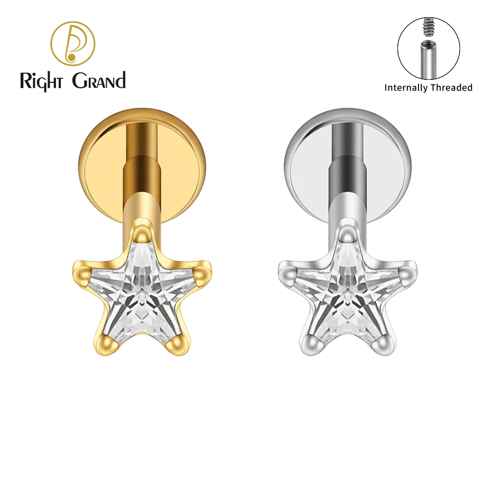 Star Flat Back - Right Grand ASTM F136 Titanium Star