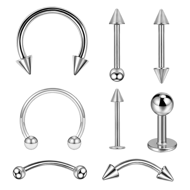 Septum Clicker Ring - 8PCS/Set Fashion Piercing Set Eyebrow Bar