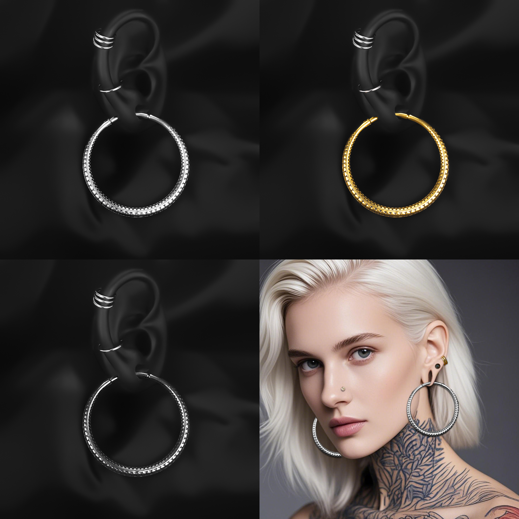 Body Jewelry Hangers - Vanku 2PC Surgical Steel Fashion Rings
