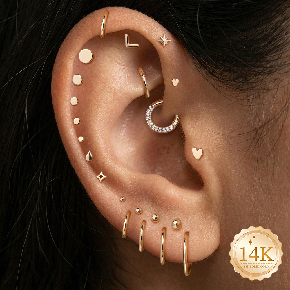 Star Flat Back - AIDE 14K Gold Stud Earrings for