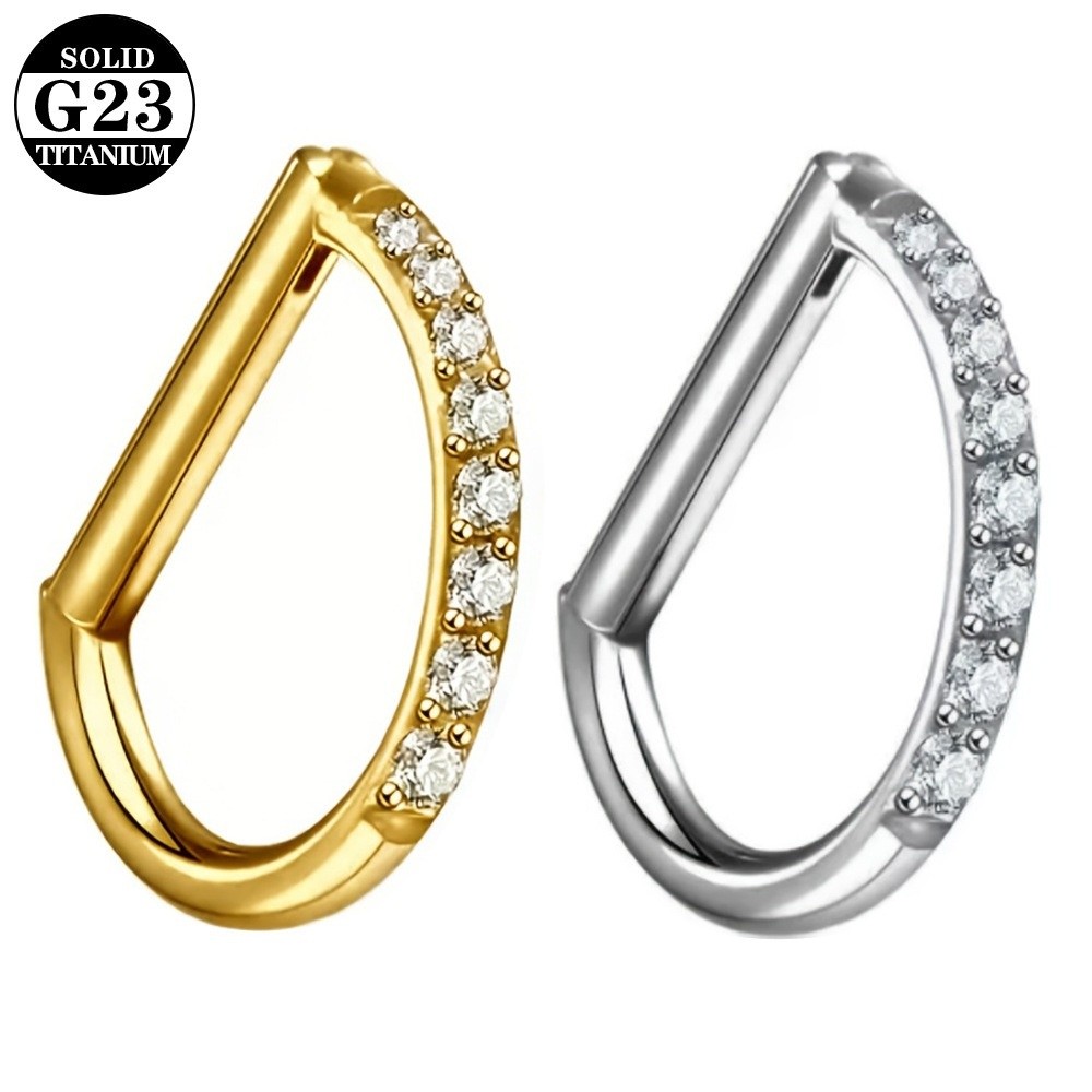 Septum Clicker Ring - ASTM F136 Titanium Septum Ring CZ