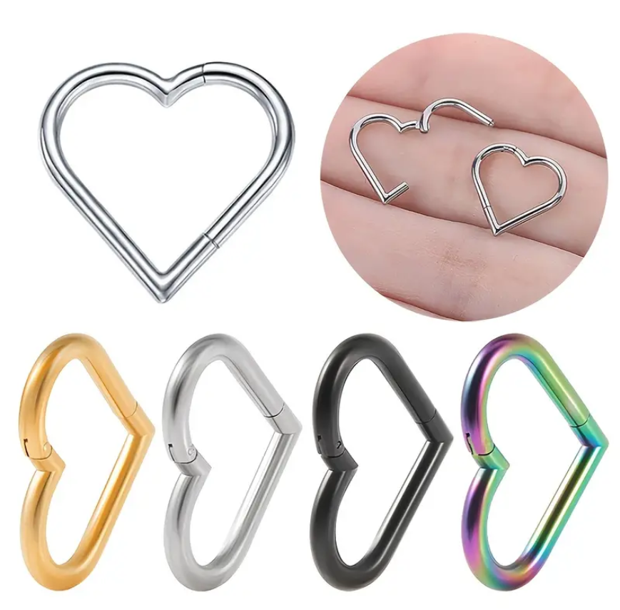 1pcs Stainless Steel Heart Sha - Septum Clicker Ring recensione e prezzo