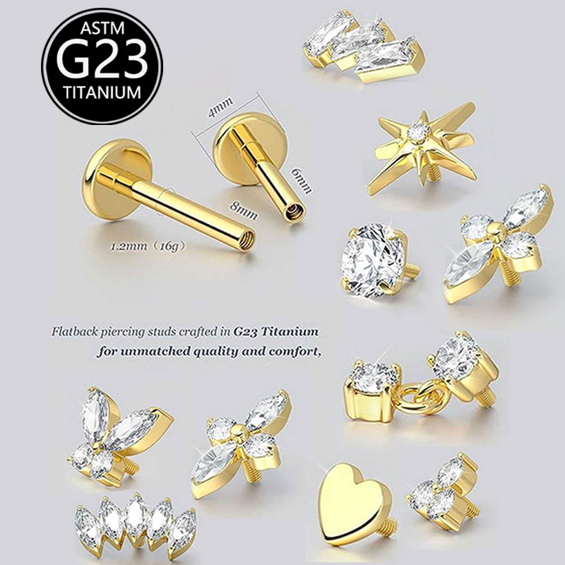 2pcs F136 G23 Titanium Cartila - Body Jewelry Threadless recensione e prezzo