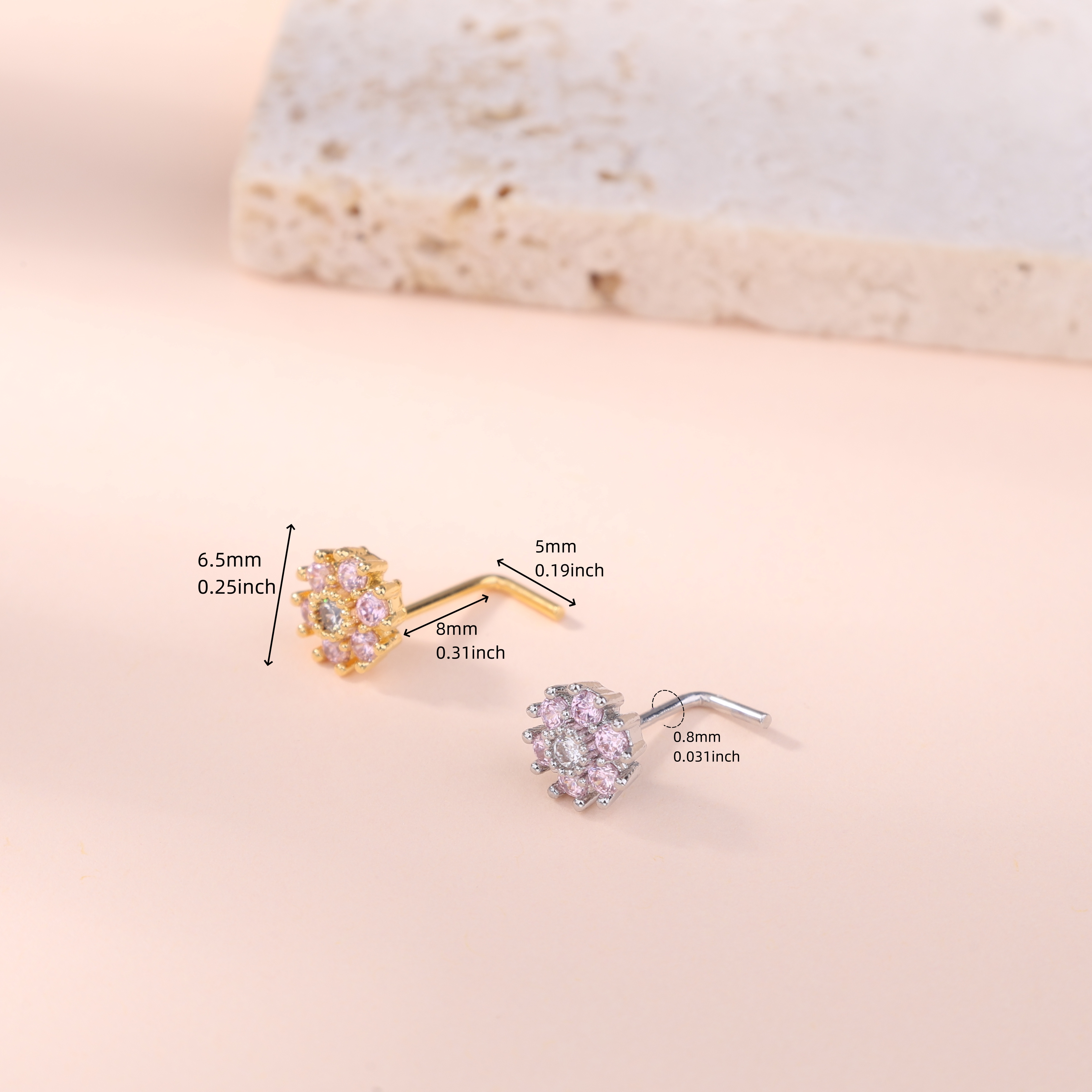 1Pcs Nose Stud Rings L Screw S - Body Jewelry Rings recensione e prezzo