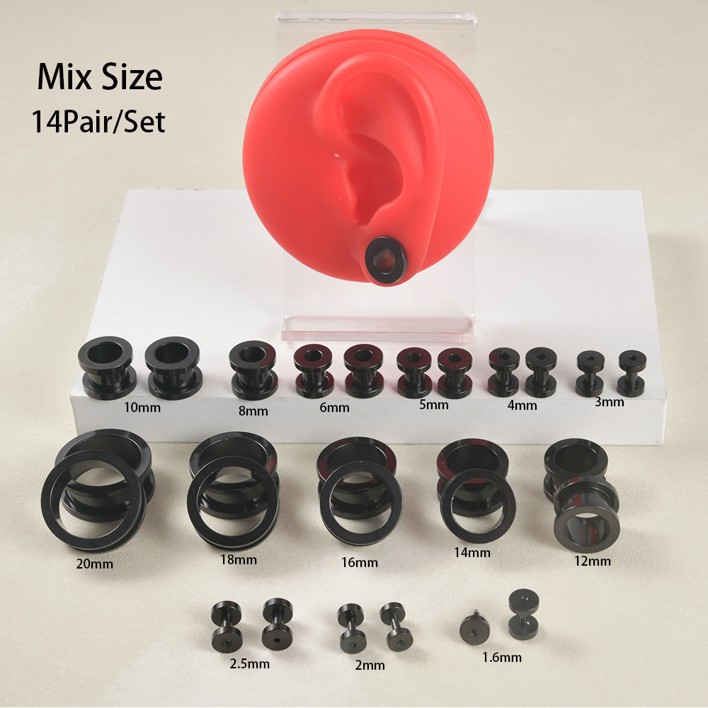 1Pair Stainless Steel Black Co - Body Jewelry Gauge Sizes recensione e prezzo