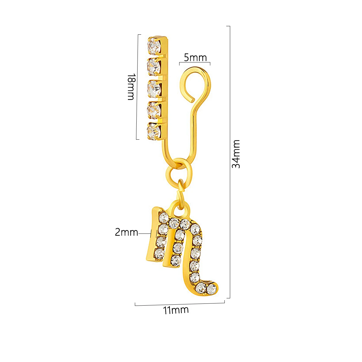 2 Pack Ear Clips Metal Zircon  - Body Jewelry Ear Piercing recensione e prezzo