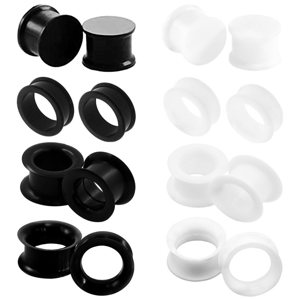 2/16pcs White Black Flexible T - Body Jewelry Gauge Sizes recensione e prezzo