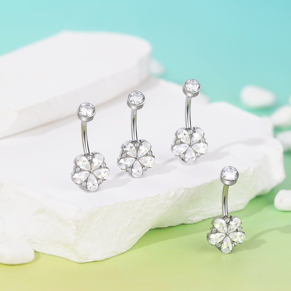 1Pc Titanium Zircon Belly Ring - Body Jewelry Internally Threaded recensione e prezzo