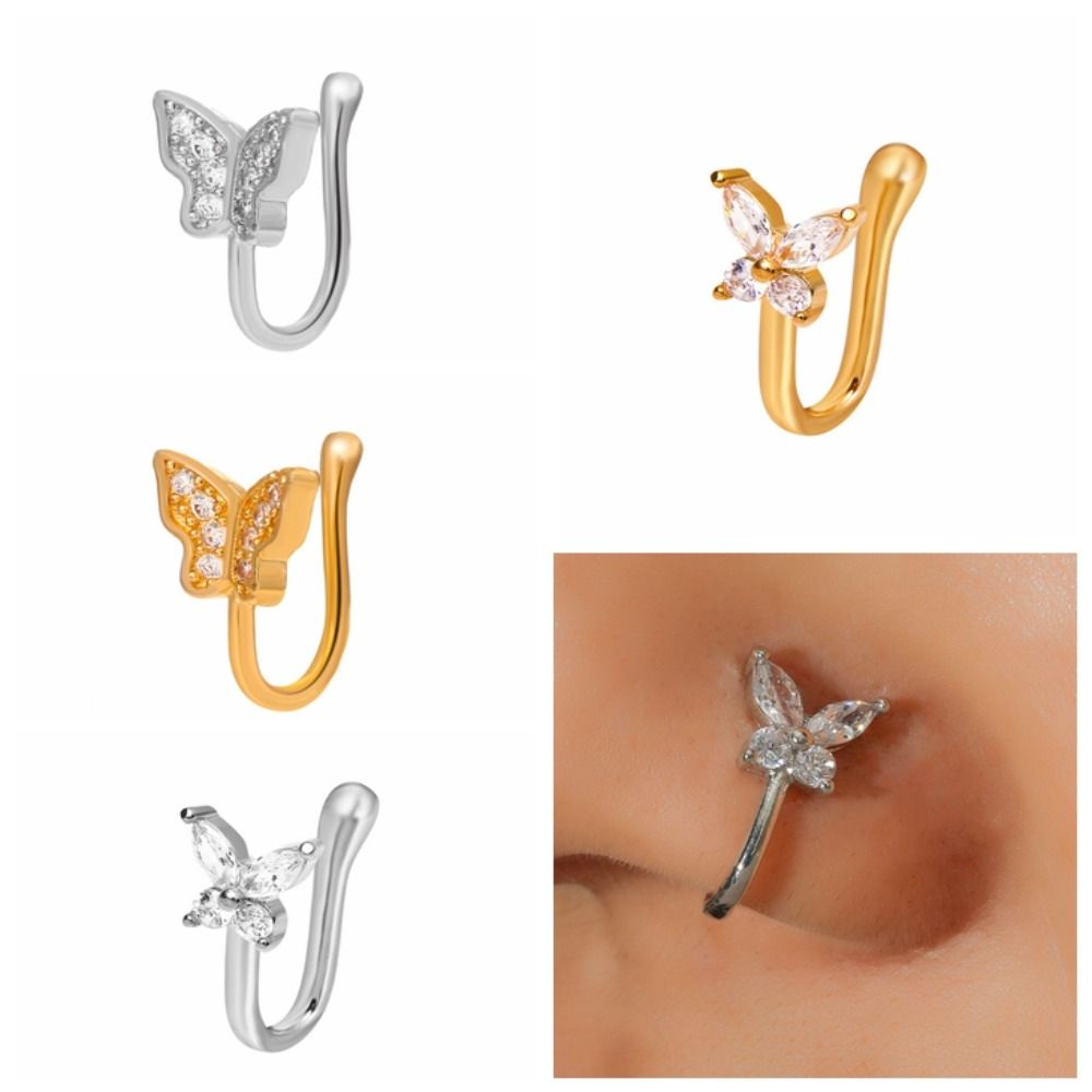 Rhinestone Butterfly Nose Ring - Body Jewelry Ear Piercing recensione e prezzo