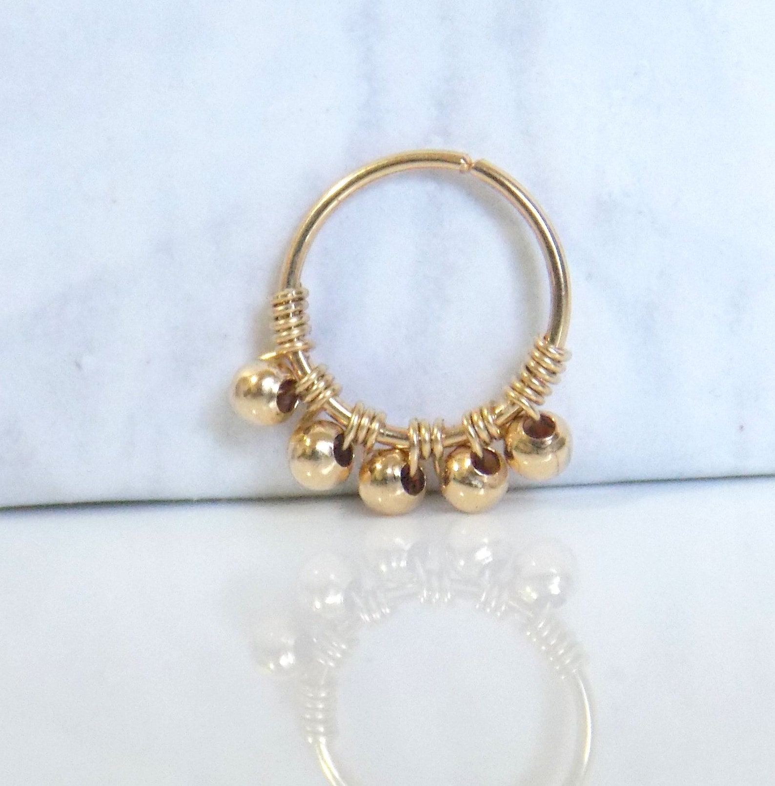 14K Gold Filled Beaded Nose Ri - Body Jewelry Hangers recensione e prezzo