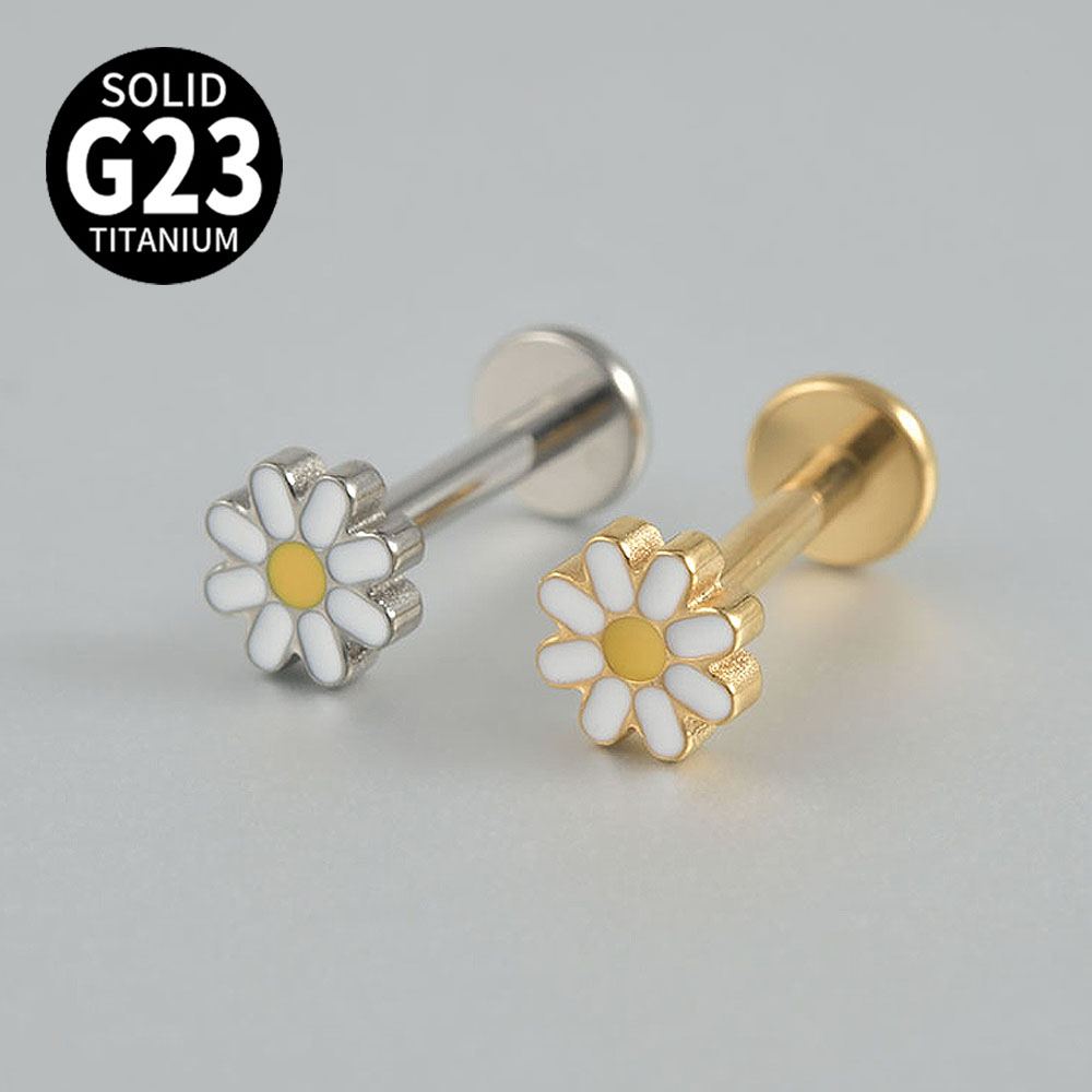 2-1PCS Titanium Daisy Sunflowe - Body Jewelry Threadless recensione e prezzo