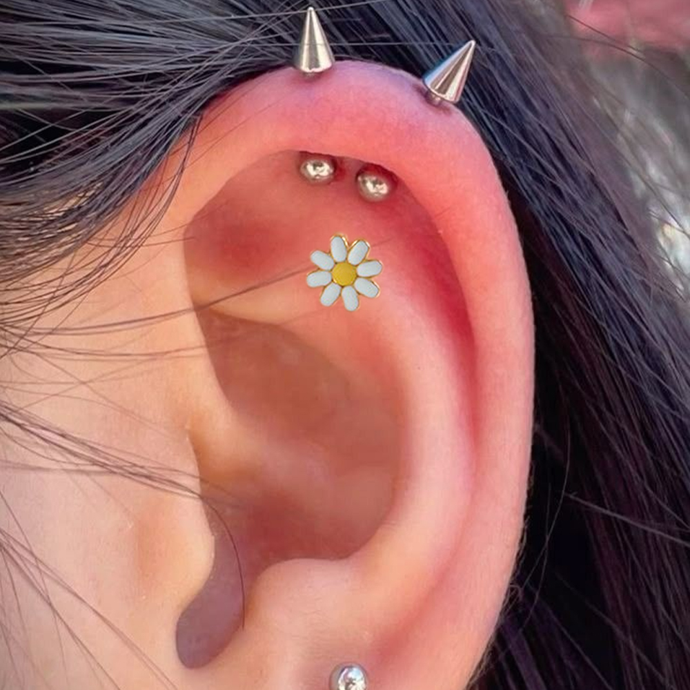 2-1PCS Titanium Daisy Sunflowe - Body Jewelry Threadless recensione e prezzo