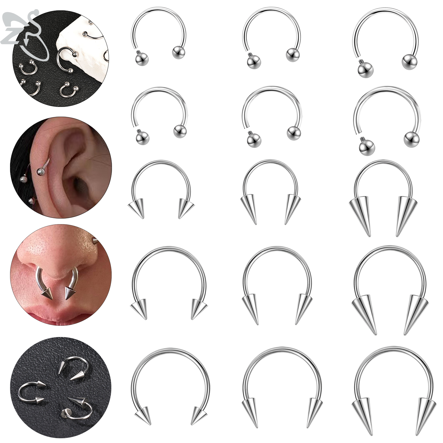 ZS 1PC 16G/18G Spike Nose Ring - Septum Clicker Ring recensione e prezzo