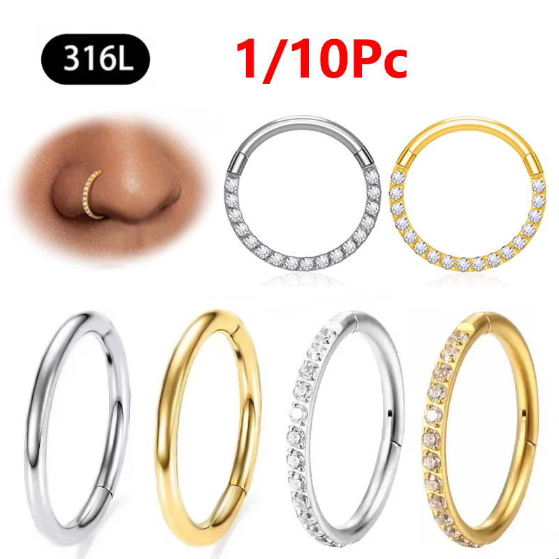 1/10Pc Stainless Steel Nose Ri - Septum Clicker Ring recensione e prezzo