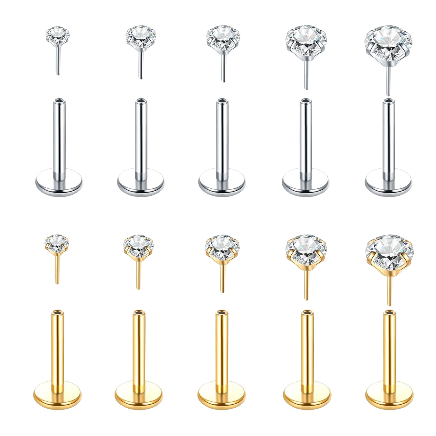 5Pcs Threadless Push In Ear No - Body Jewelry Threadless recensione e prezzo