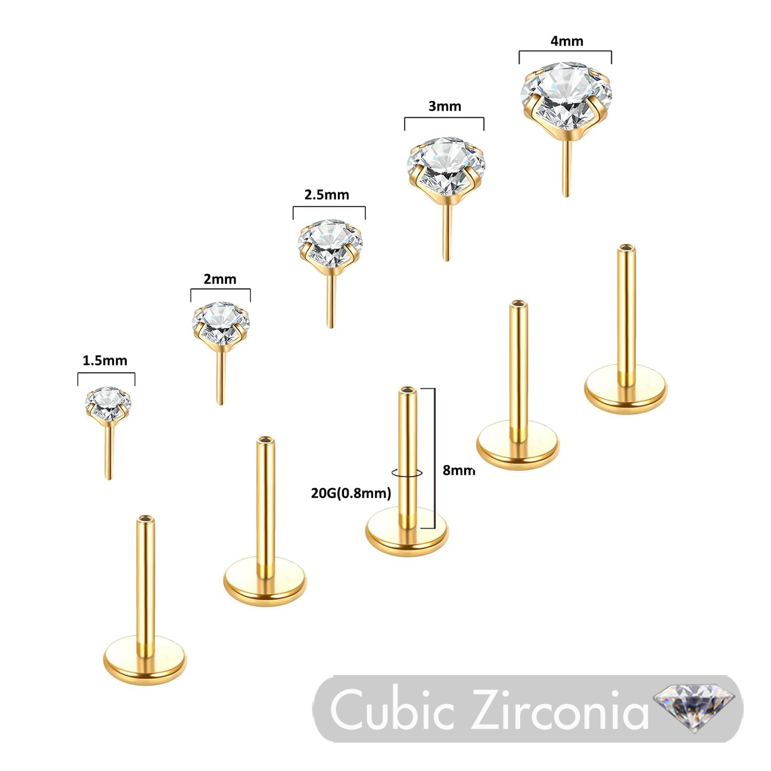 5Pcs Threadless Push In Ear No - Body Jewelry Threadless recensione e prezzo