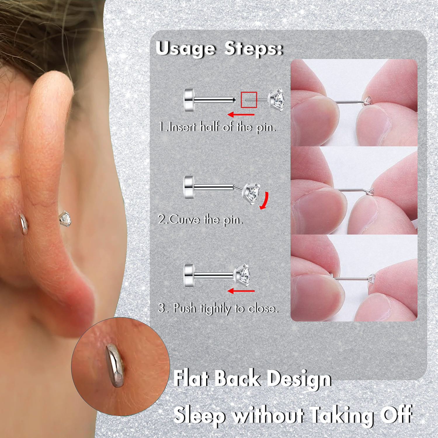5Pcs Threadless Push In Ear No - Body Jewelry Threadless recensione e prezzo