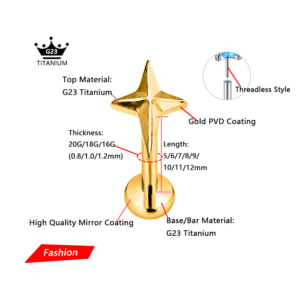 ASTM F136 G23 Titanium Star Cr - Body Jewelry Threadless recensione e prezzo