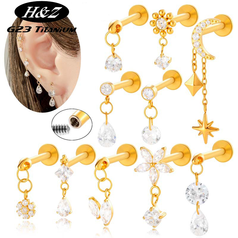 1PC G23 Titanium Stud Earrings - Body Jewelry Internally Threaded recensione e prezzo