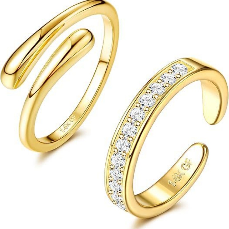 14K Gold-Plated Adjustable Zir - Body Jewelry Rings recensione e prezzo