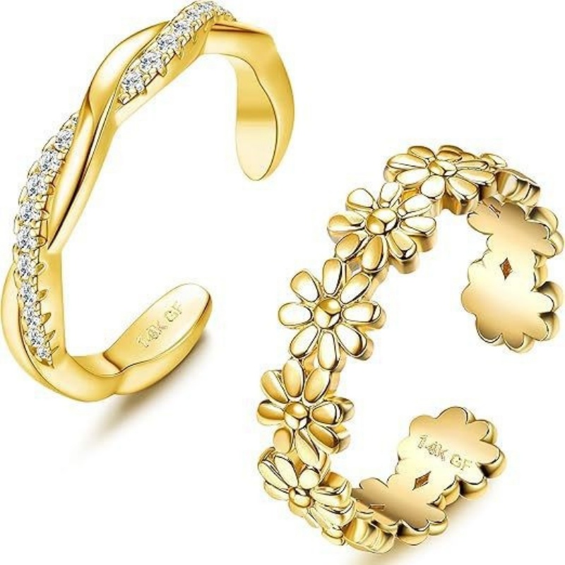 14K Gold-Plated Adjustable Zir - Body Jewelry Rings recensione e prezzo