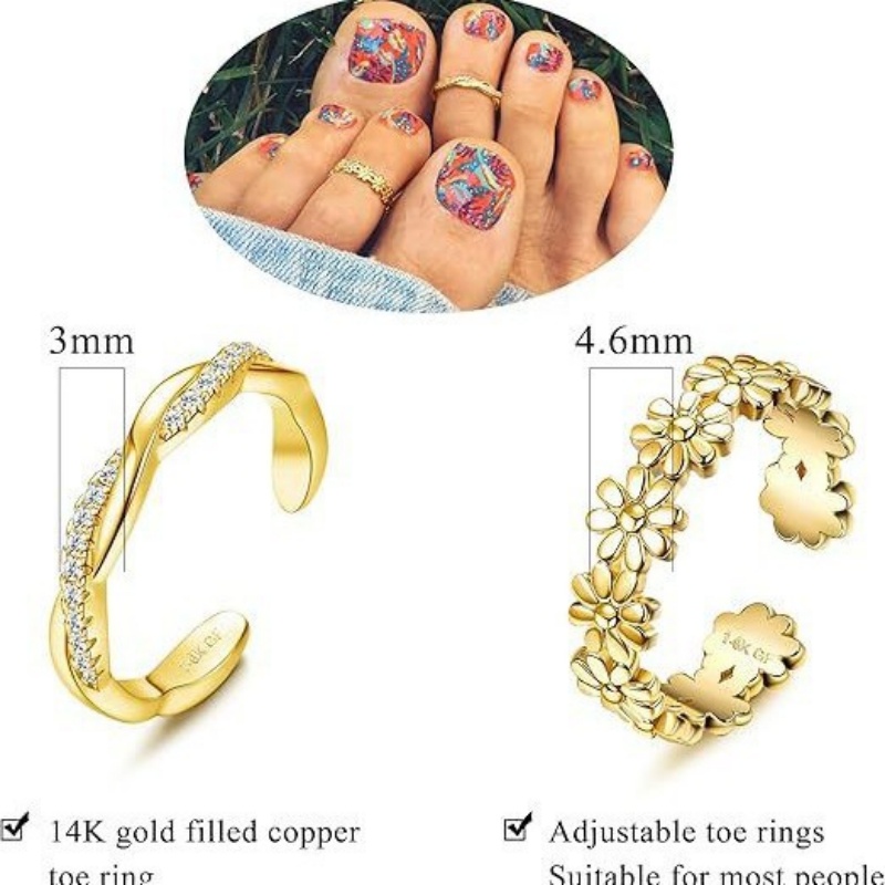14K Gold-Plated Adjustable Zir - Body Jewelry Rings recensione e prezzo