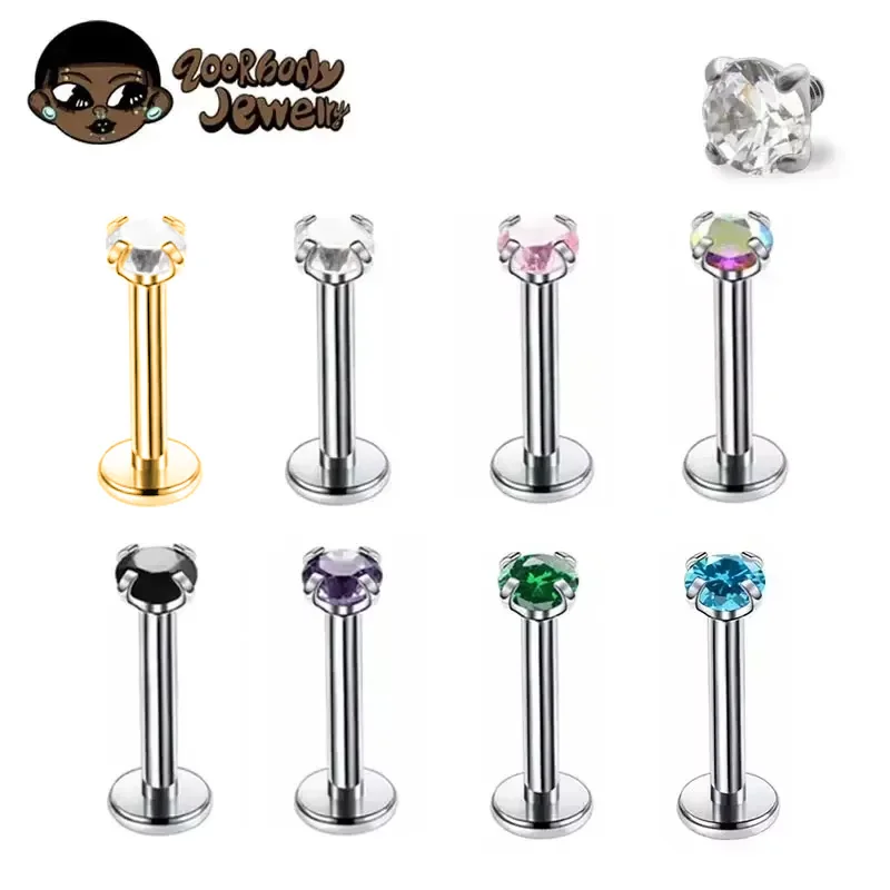 1Pcs G23 Titanium Piercing CZ  - Body Jewelry Internally Threaded recensione e prezzo
