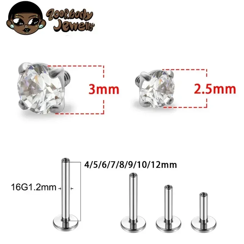 1Pcs G23 Titanium Piercing CZ  - Body Jewelry Internally Threaded recensione e prezzo