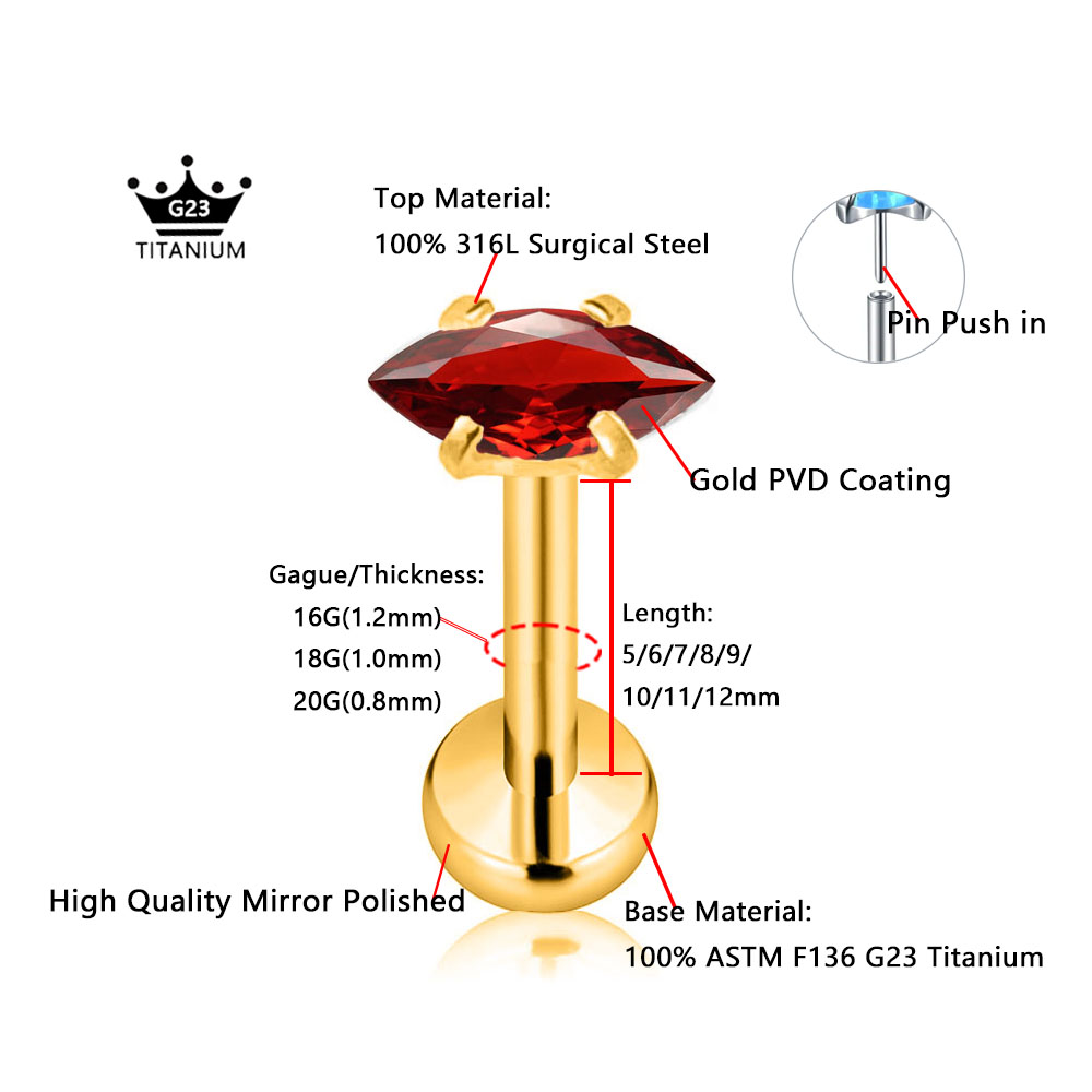 ASTM F136 G23 Titanium Marquis - Body Jewelry Threadless recensione e prezzo