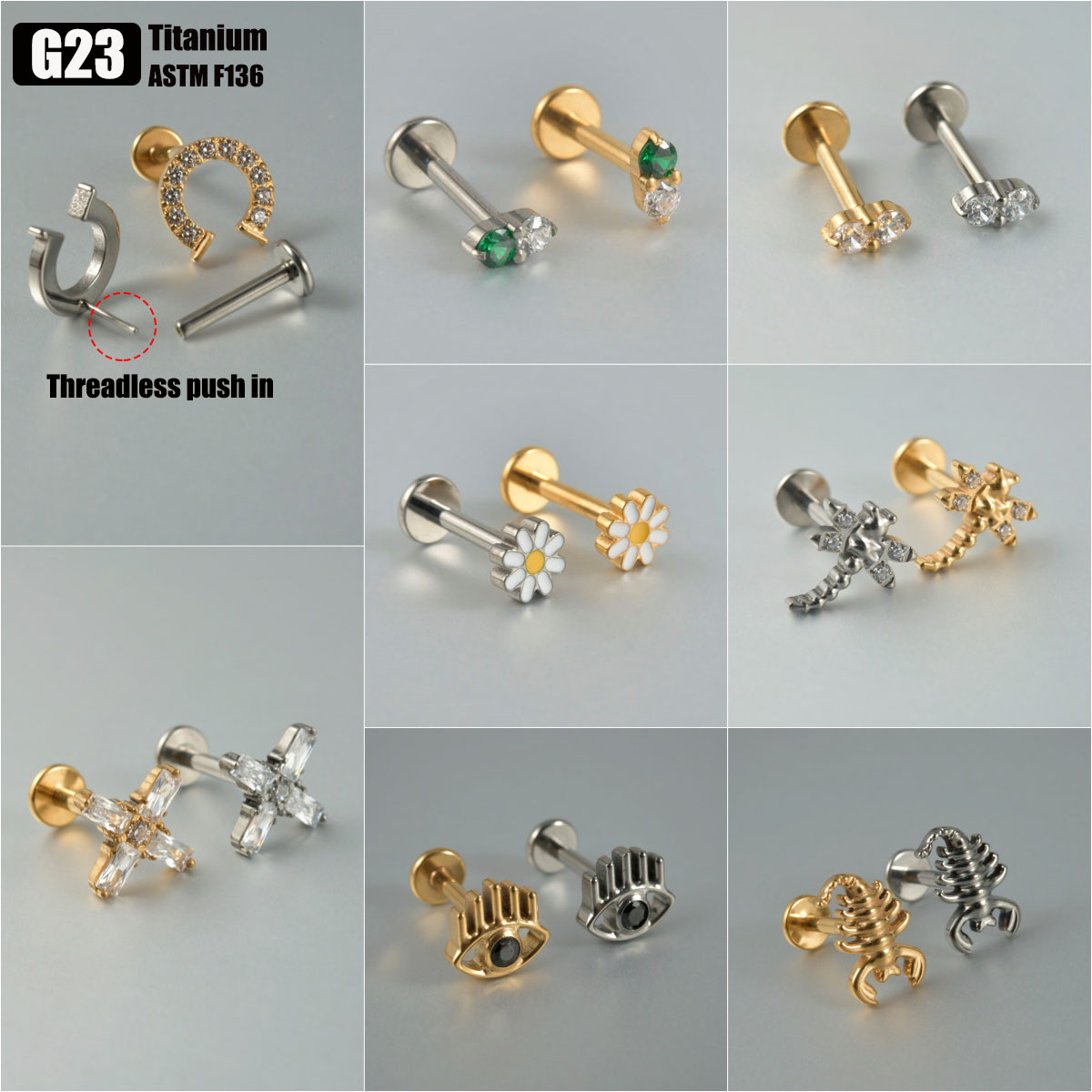 1PC G23 Titanium Threadless Pu - Body Jewelry Threadless recensione e prezzo