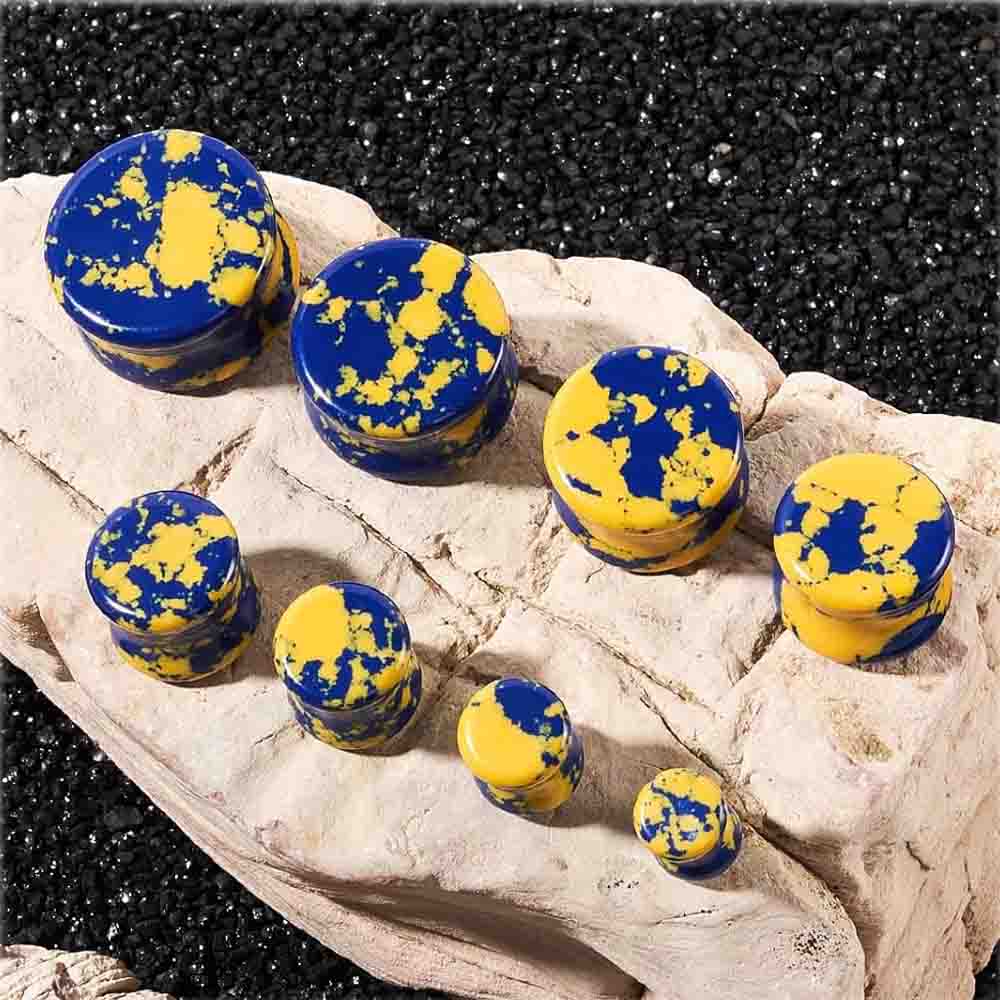 Stone Ear Gauges Plugs Saddle  - Yellow Body Jewelry recensione e prezzo