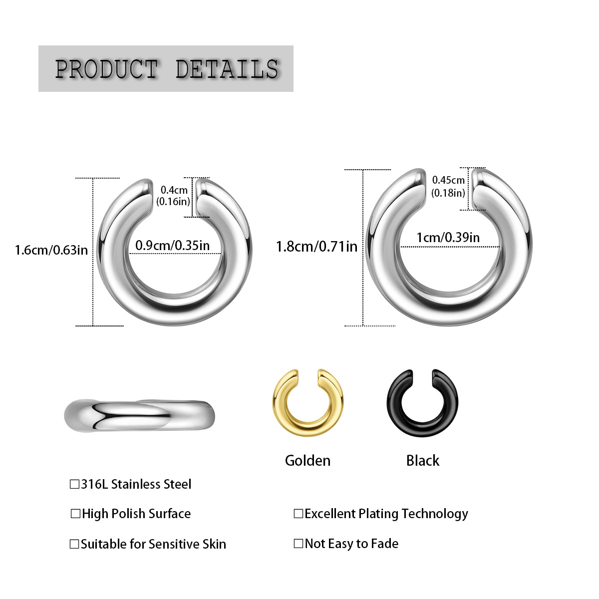 1pc Exaggerated c-Shaped Non-P - Body Jewelry Ear Piercing recensione e prezzo