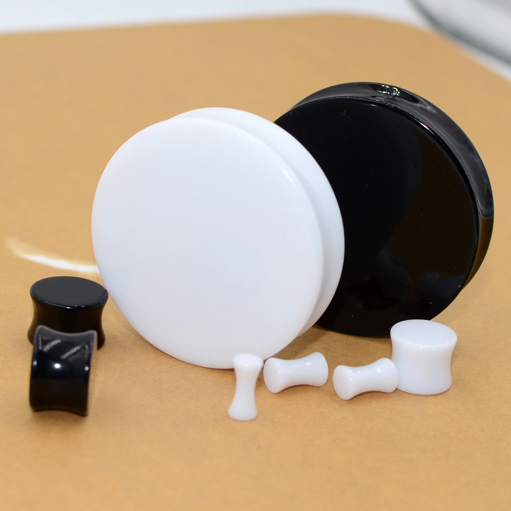 2Pair Acrylic Ear plugs White& - Body Jewelry Gauge Sizes recensione e prezzo