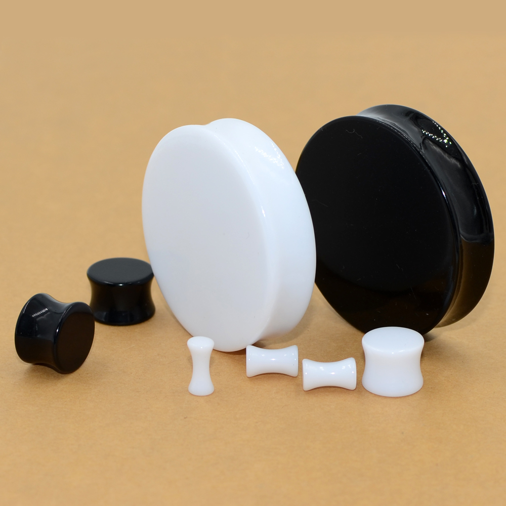 2Pair Acrylic Ear plugs White& - Body Jewelry Gauge Sizes recensione e prezzo