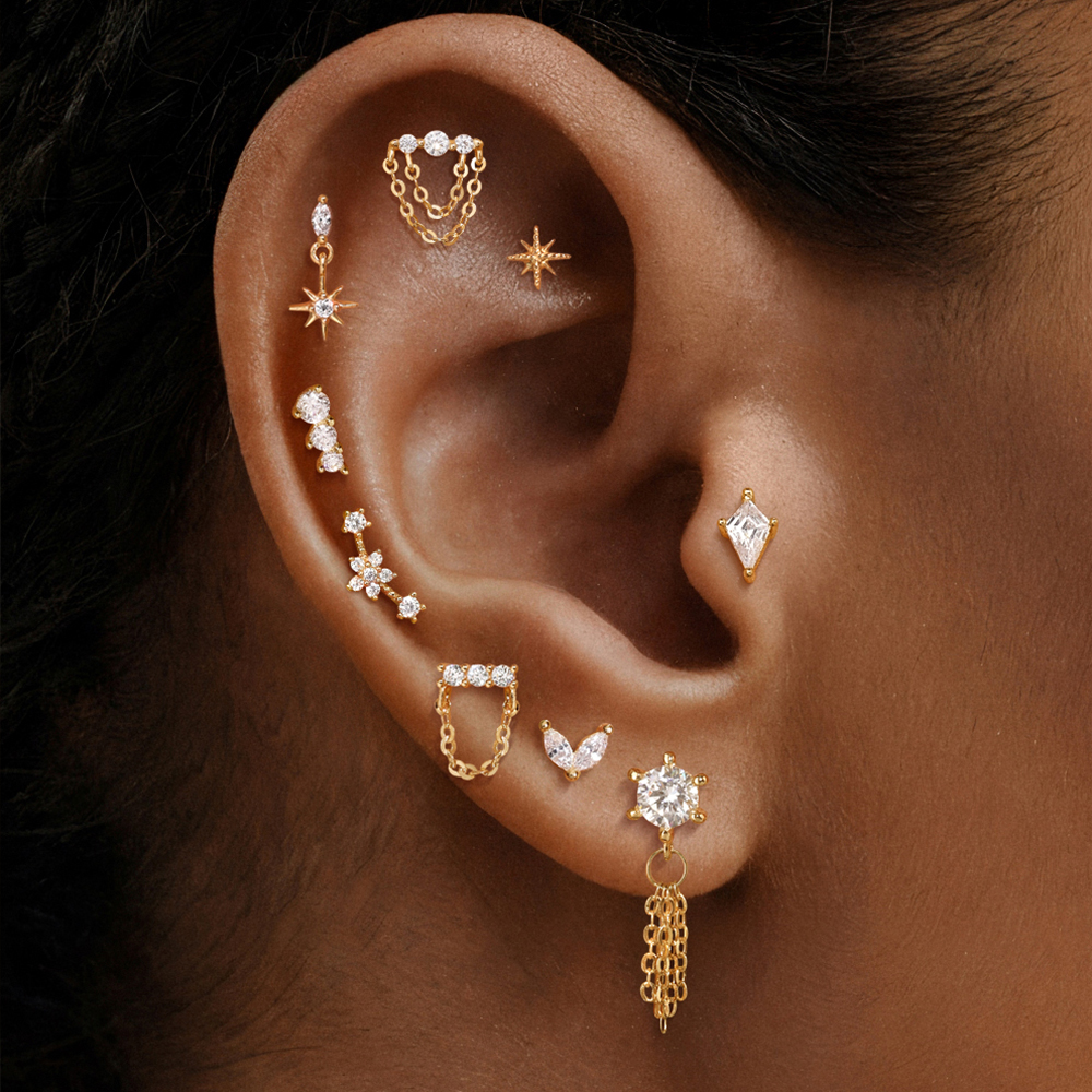AIDE 14K Solid Gold Geometric  - Star Flat Back recensione e prezzo