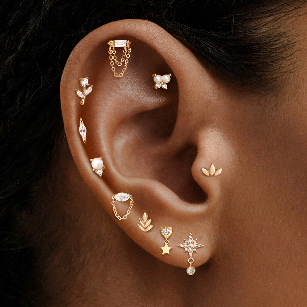 AIDE 14K Solid Gold Geometric  - Star Flat Back recensione e prezzo