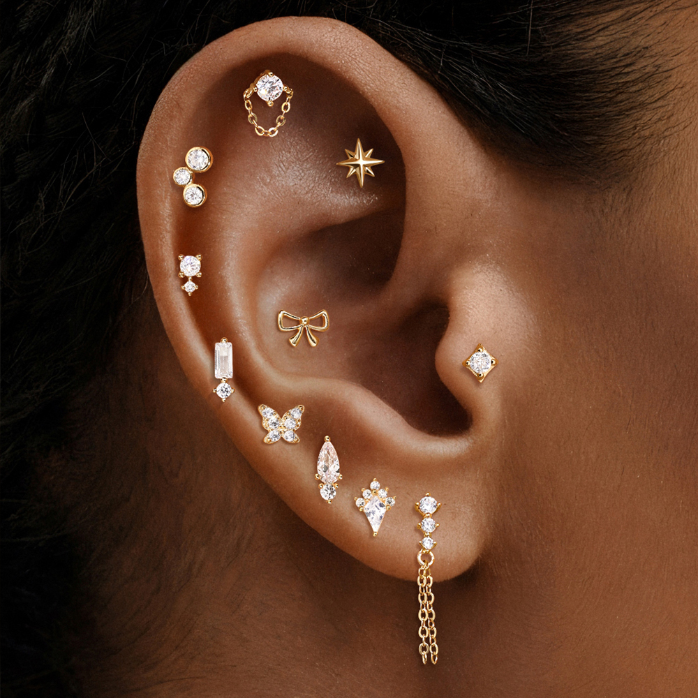 AIDE 14K Solid Gold Geometric  - Star Flat Back recensione e prezzo