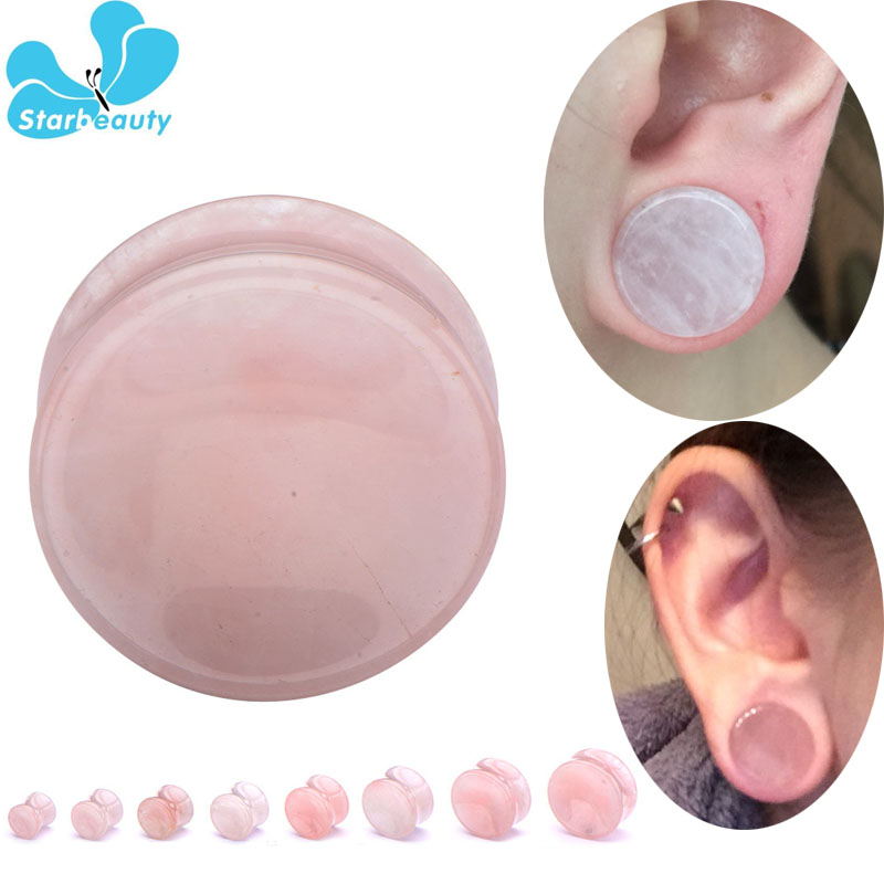 2Pc Pink Quartz Organic Stone  - Body Jewelry Gauge Sizes recensione e prezzo