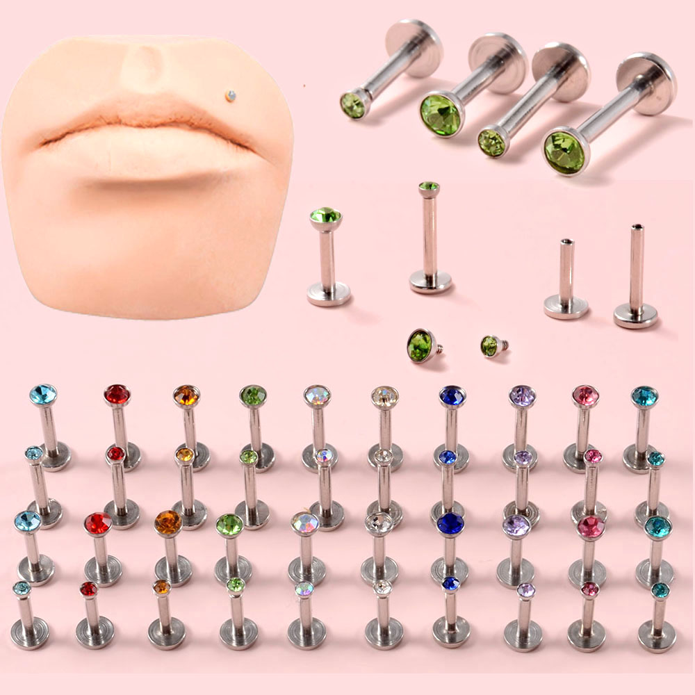 4PCS CZ Gem Labret 316L Surgic - Body Jewelry Internally Threaded recensione e prezzo