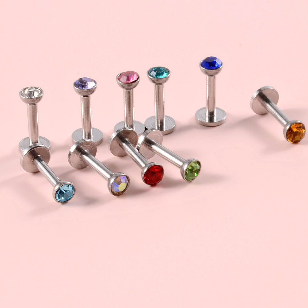 4PCS CZ Gem Labret 316L Surgic - Body Jewelry Internally Threaded recensione e prezzo