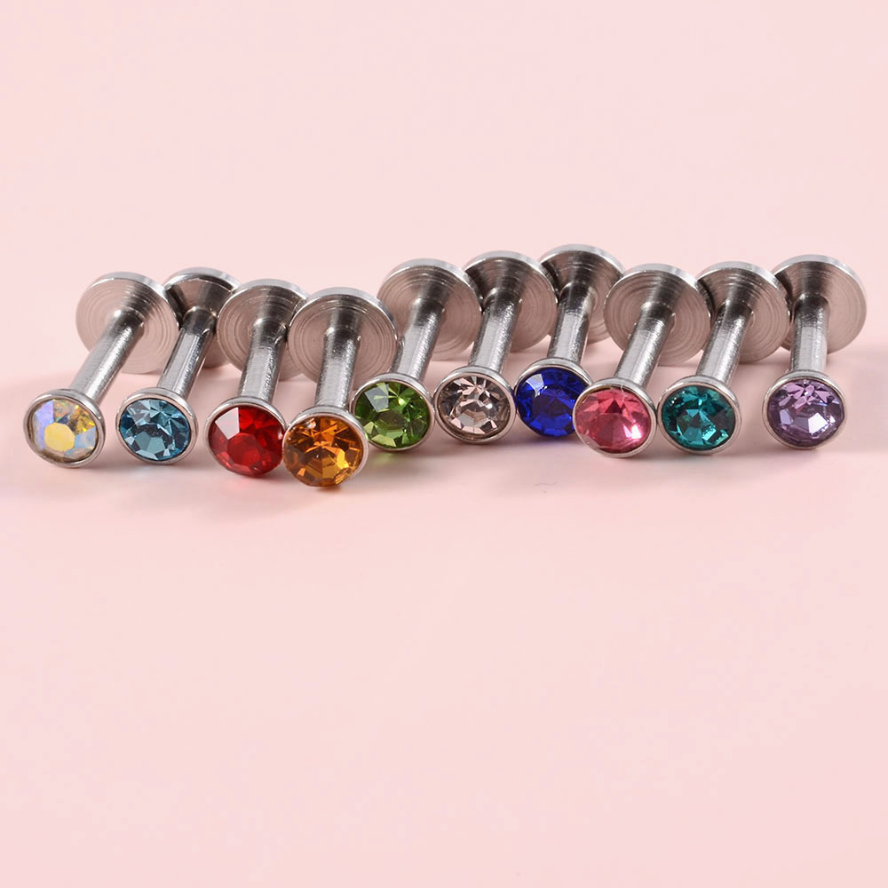 4PCS CZ Gem Labret 316L Surgic - Body Jewelry Internally Threaded recensione e prezzo