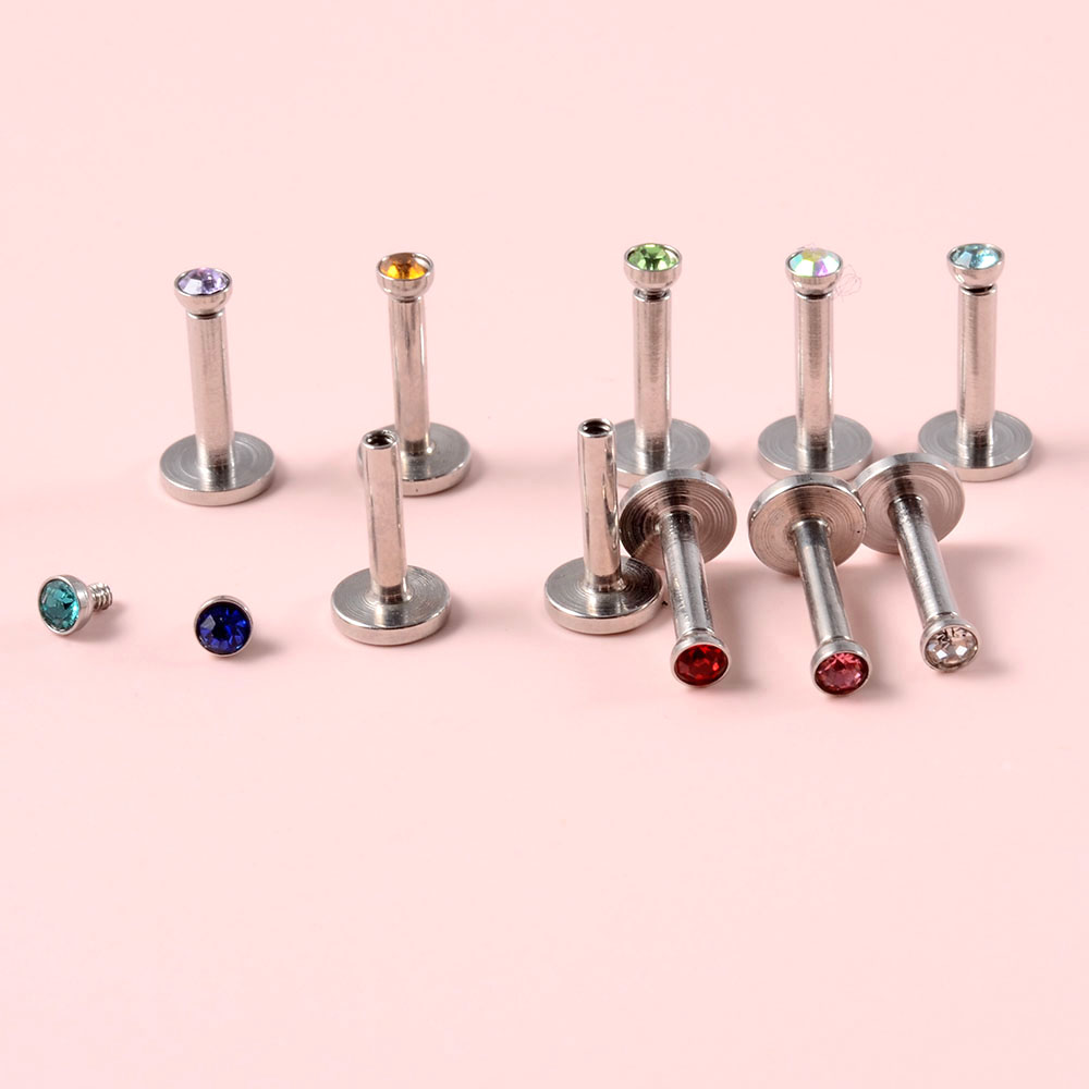 4PCS CZ Gem Labret 316L Surgic - Body Jewelry Internally Threaded recensione e prezzo