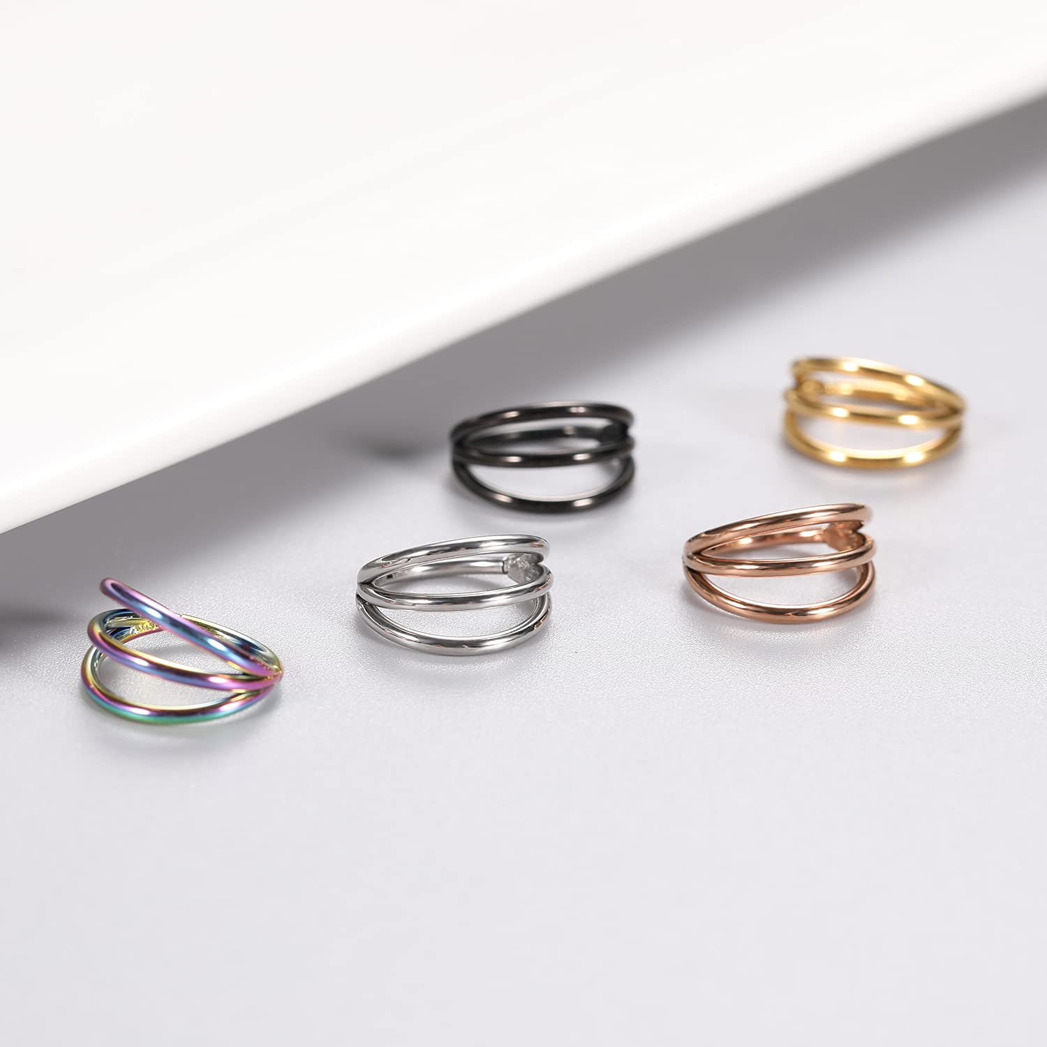 1-3PCS Double Hoops Nose Ring  - Septum Clicker Ring recensione e prezzo