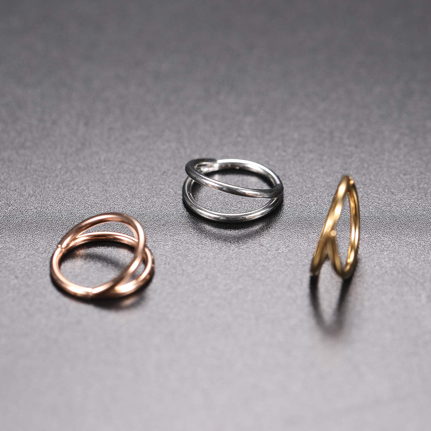 1-3PCS Double Hoops Nose Ring  - Septum Clicker Ring recensione e prezzo