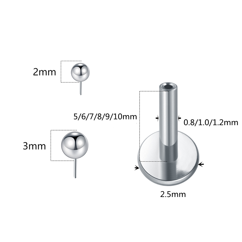 1/10pcs Titanium Push-in Balls - Body Jewelry Threadless recensione e prezzo