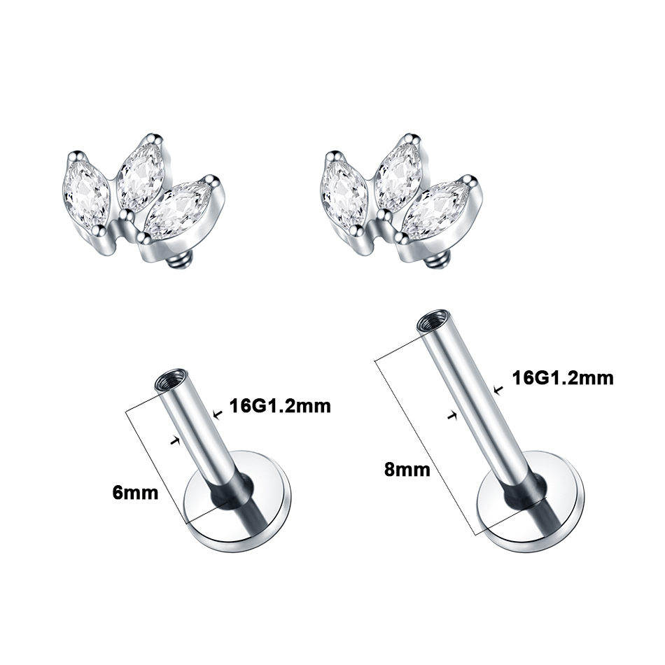 1pc Labret Piercing Titanium L - Body Jewelry Internally Threaded recensione e prezzo
