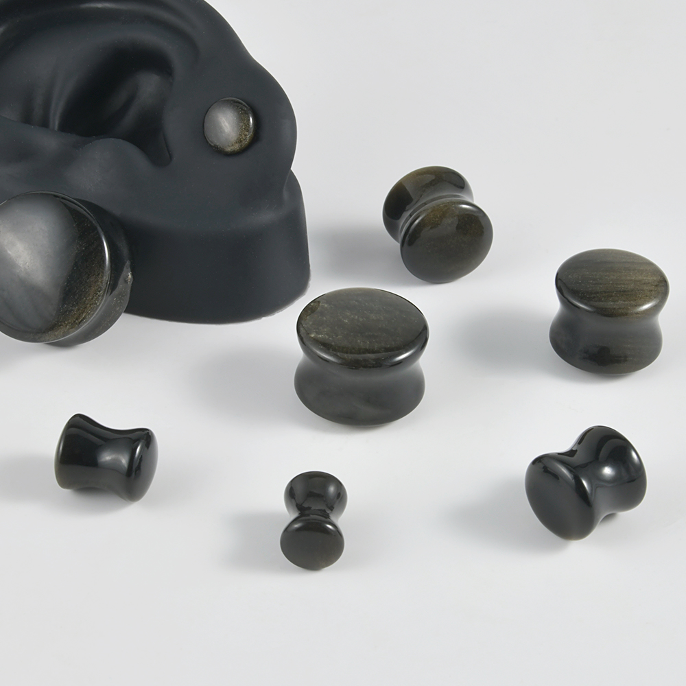 Black Natural Stone Double Fla - Body Jewelry Gauge Sizes recensione e prezzo