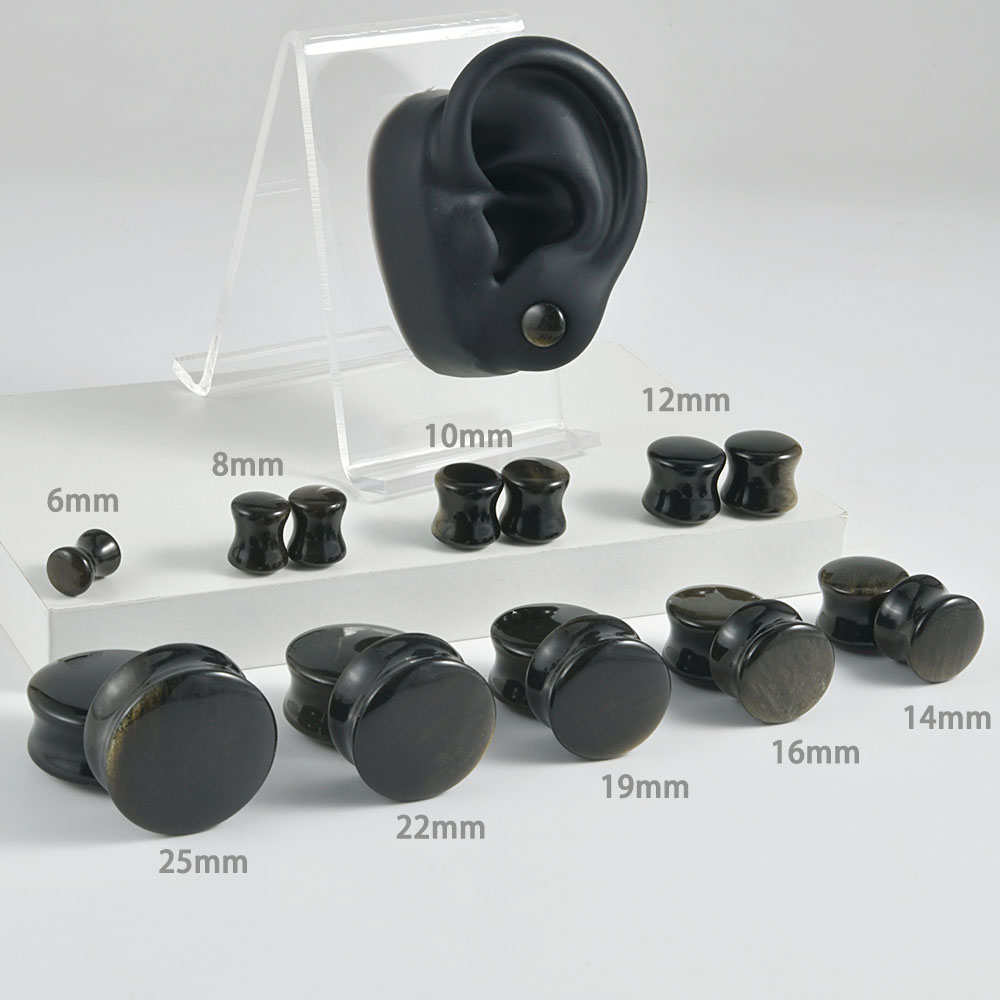 Black Natural Stone Double Fla - Body Jewelry Gauge Sizes recensione e prezzo